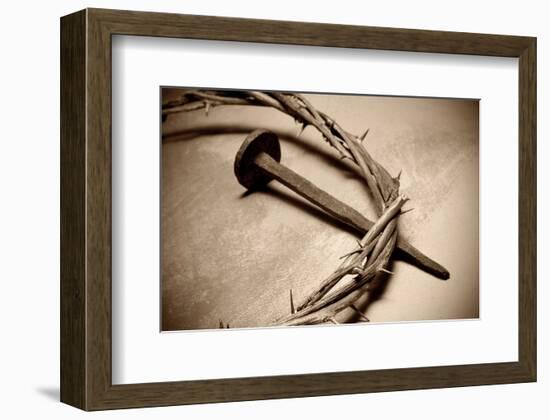 Jesus Crown of Thorns & Nail-null-Framed Art Print