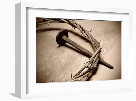 Jesus Crown of Thorns & Nail-null-Framed Art Print