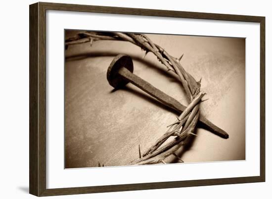 Jesus Crown of Thorns & Nail-null-Framed Art Print