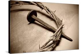 Jesus Crown of Thorns & Nail-null-Stretched Canvas