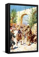 Jesus cures a blind beggar - Bible-William Brassey Hole-Framed Stretched Canvas