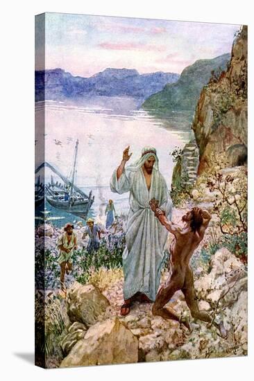 Jesus cures a demon-possessed man - Bible-William Brassey Hole-Stretched Canvas