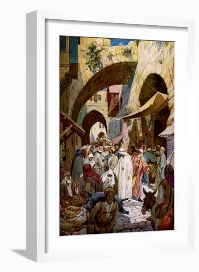 Jesus cures a sick woman - Bible-William Brassey Hole-Framed Giclee Print