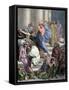 Jesus Drives the Merchants from the Temple. Engraving. Colored.-Tarker-Framed Stretched Canvas