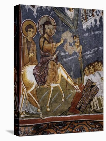 Jesus Entering Jerusalem, Byzantine Fresco-null-Stretched Canvas