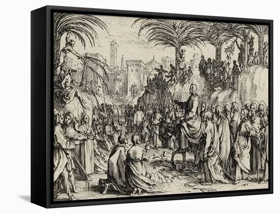 Jesus Enters Jerusalem, 1635 (Etching)-Jacques Callot-Framed Stretched Canvas