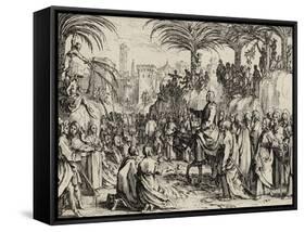 Jesus Enters Jerusalem, 1635 (Etching)-Jacques Callot-Framed Stretched Canvas