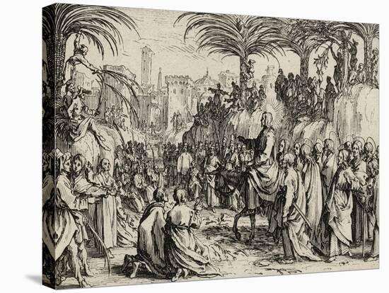 Jesus Enters Jerusalem, 1635 (Etching)-Jacques Callot-Stretched Canvas