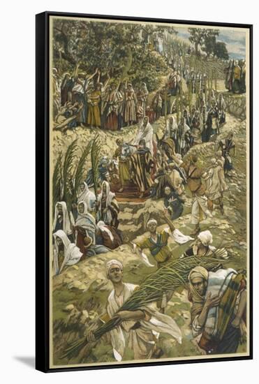 Jesus Enters Jerusalem on Palm Sunday-James Tissot-Framed Stretched Canvas