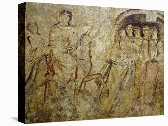 Jesus' Entry into Jerusalem, Early Christian Frescoes, Hypogeum of Santa Maria in Stelle-null-Stretched Canvas