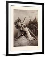 Jesus Falling Beneath the Cross-Gustave Dore-Framed Giclee Print