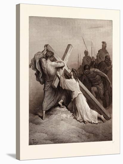 Jesus Falling Beneath the Cross-Gustave Dore-Stretched Canvas