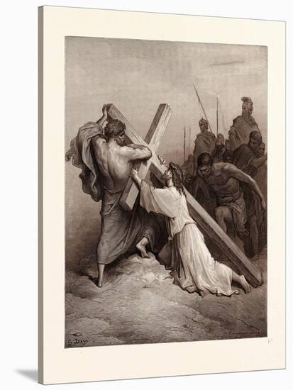 Jesus Falling Beneath the Cross-Gustave Dore-Stretched Canvas