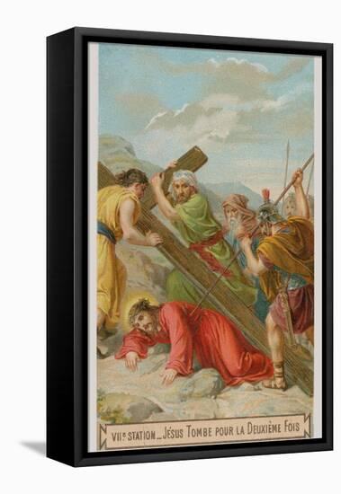 Jesus Falls for the Second Time. the Seventh Station of the Cross-null-Framed Stretched Canvas