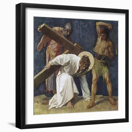 Jesus Falls the First Time (3rd Station of the Cross) 1898-Martin Feuerstein-Framed Giclee Print