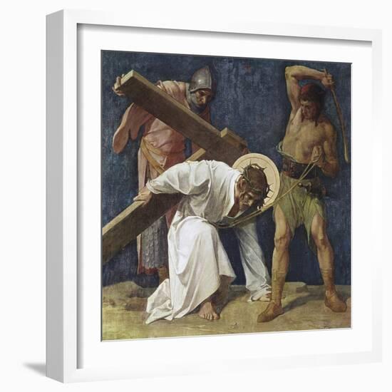 Jesus Falls the First Time (3rd Station of the Cross) 1898-Martin Feuerstein-Framed Giclee Print