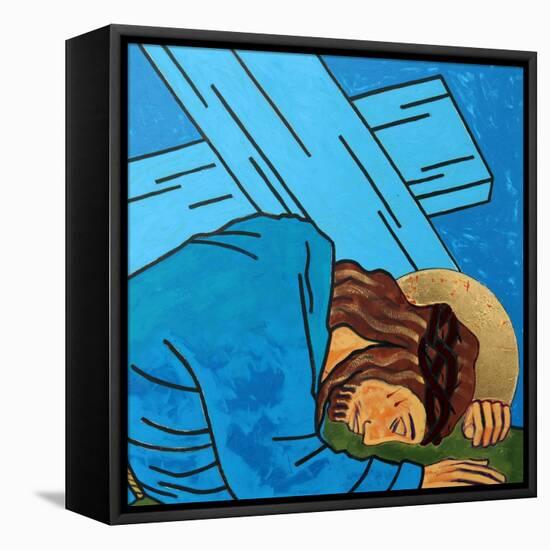 Jesus falls-Sara Hayward-Framed Stretched Canvas