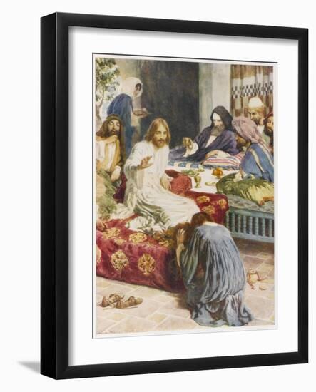 Jesus' Feet Anointed-null-Framed Art Print