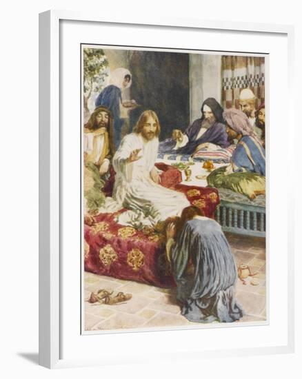 Jesus' Feet Anointed-null-Framed Art Print