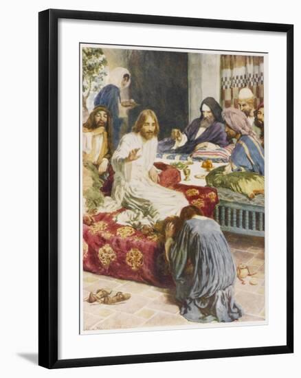 Jesus' Feet Anointed-null-Framed Art Print