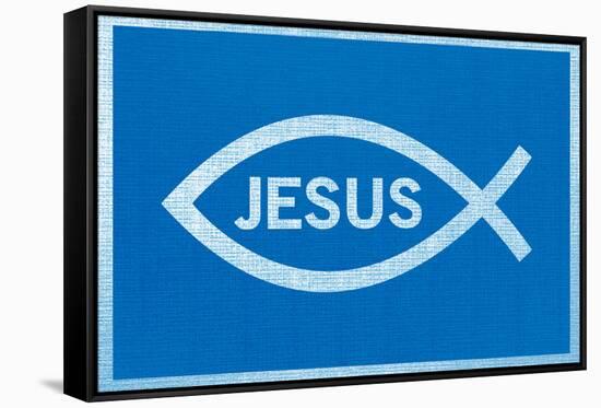 Jesus Fish With Text-null-Framed Stretched Canvas