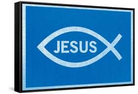 Jesus Fish With Text-null-Framed Stretched Canvas