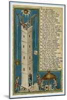 Jesus from Heaven Looks Down Apprehensively at the Builders of the Tower of Babel-null-Mounted Art Print