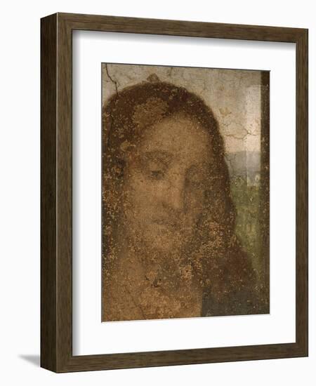 Jesus head, detail from Leonardos Last Supper,1498. After restoration (finished in 1999).-Leonardo Da Vinci-Framed Giclee Print