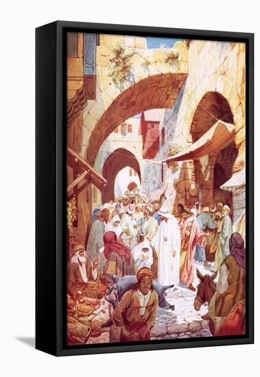 Jesus Healing a Woman in the Crowd While on the Way to the House of Jairus-William Brassey Hole-Framed Stretched Canvas