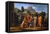 Jesus Healing the Blind of Jericho-Nicolas Poussin-Framed Stretched Canvas