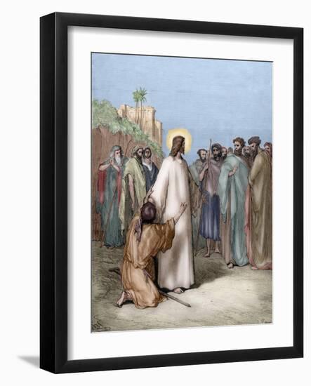 Jesus Heals a Demon-Possessed Dumb-Gustave Dore-Framed Giclee Print