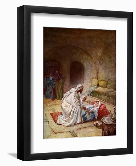 Jesus heals a sick girl - Bible-William Brassey Hole-Framed Premium Giclee Print