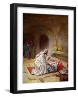 Jesus heals a sick girl - Bible-William Brassey Hole-Framed Giclee Print
