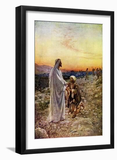 Jesus heals lepers in Samaria - Bible, New Testament-William Brassey Hole-Framed Giclee Print