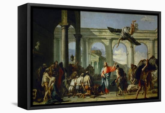 Jesus Heals the Paralytic in Bethesda-Giovanni Battista Tiepolo-Framed Stretched Canvas
