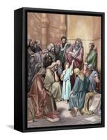 Jesus in His Childhood Among the Doctors-Gustave Dore-Framed Stretched Canvas