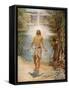 Jesus is baptised by Saint John - Bible-William Brassey Hole-Framed Stretched Canvas
