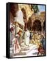 Jesus is challenged by priests and scribes -Bible-William Brassey Hole-Framed Stretched Canvas