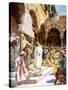 Jesus is challenged by priests and scribes -Bible-William Brassey Hole-Stretched Canvas