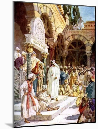 Jesus is challenged by priests and scribes -Bible-William Brassey Hole-Mounted Giclee Print