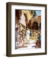 Jesus is challenged by priests and scribes -Bible-William Brassey Hole-Framed Giclee Print