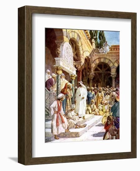 Jesus is challenged by priests and scribes -Bible-William Brassey Hole-Framed Giclee Print