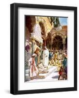 Jesus is challenged by priests and scribes -Bible-William Brassey Hole-Framed Giclee Print