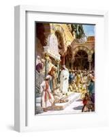 Jesus is challenged by priests and scribes -Bible-William Brassey Hole-Framed Giclee Print