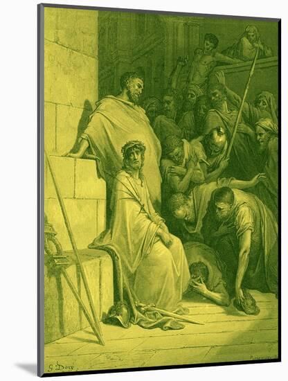 Jesus is mocked by Roman soldiers - Bible-Gustave Dore-Mounted Giclee Print