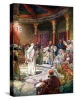 Jesus is questioned by the high priest Caiaphas - Bible-William Brassey Hole-Stretched Canvas