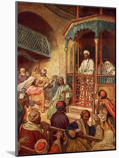 Jesus is rejected at Nazareth - Bible-William Brassey Hole-Mounted Giclee Print