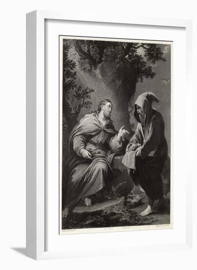 Jesus is Tempted by Satan in the Wilderness, Command This Stone That It be Made Bread-Francis Holl-Framed Art Print