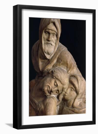 Jesus, Mary and Nicodemus, Detail from Pieta Bandini-Michelangelo Buonarroti-Framed Giclee Print