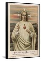 Jesus of Nazareth Displaying His Burning Heart in the Centre of His Chest-null-Framed Stretched Canvas